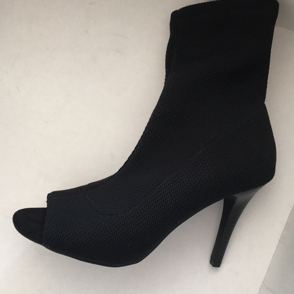 PARKER&SKYStretchBlackAnkleSockPeepToeBooties - Picture 5 of 8